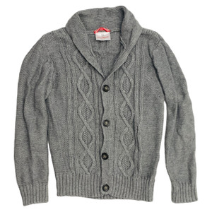 Gray Cable Knit Cardigan, front Gray Cable Knit Cardigan, front