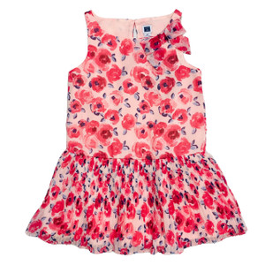 Pink Floral Blue Leaves, front Pink Floral Blue Leaves, front