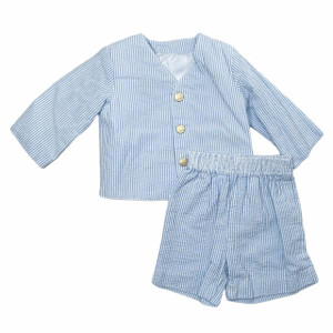 Blue Seersucker, front Blue Seersucker, front