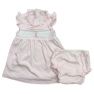 Light Pink Smocked Bunny, front Light Pink Smocked Bunny, front