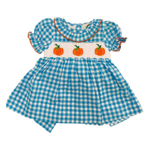Blue Gingham/Orange Pumpkins, front Blue Gingham/Orange Pumpkins, front
