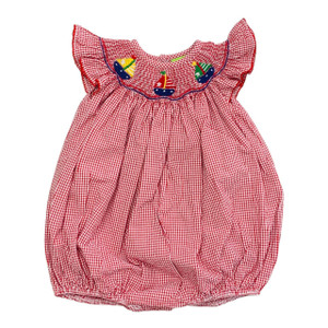 Red Gingham Sailboats, front Red Gingham Sailboats, front