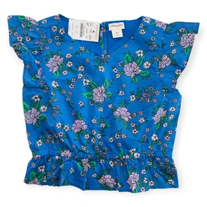 G07-Crewcuts, 6/7 Years, s/s cotton top, Blue/Lavender Floral