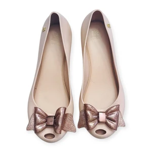 G-Mini Melissa, Size 3 USA Youth/34 EU, rubber ballet flats with glitter bows