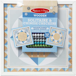 Melissa & Doug, 17.5" x 17.5", Wooden Solitaire & Chinese Checkers Double-Sided Board Game