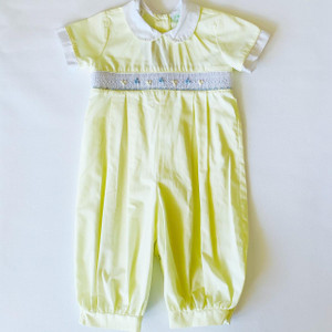 Be Mine B-Be Mine, 12-18M, s/s cotton smocked embroidered pant romper Be Mine B-Be Mine, 12-18M, s/s cotton smocked embroidered pant romper