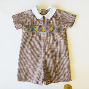 Petit Bebe B-Petit Bebe, 18-24M, s/s cotton smocked embroidered short romper