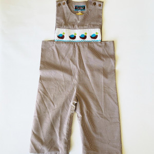 Stitched and Smocked B-Stitched and Smocked, 12-18M, 0/s cotton smocked embroidered pant romper Stitched and Smocked B-Stitched and Smocked, 12-18M, 0/s cotton smocked embroidered pant romper