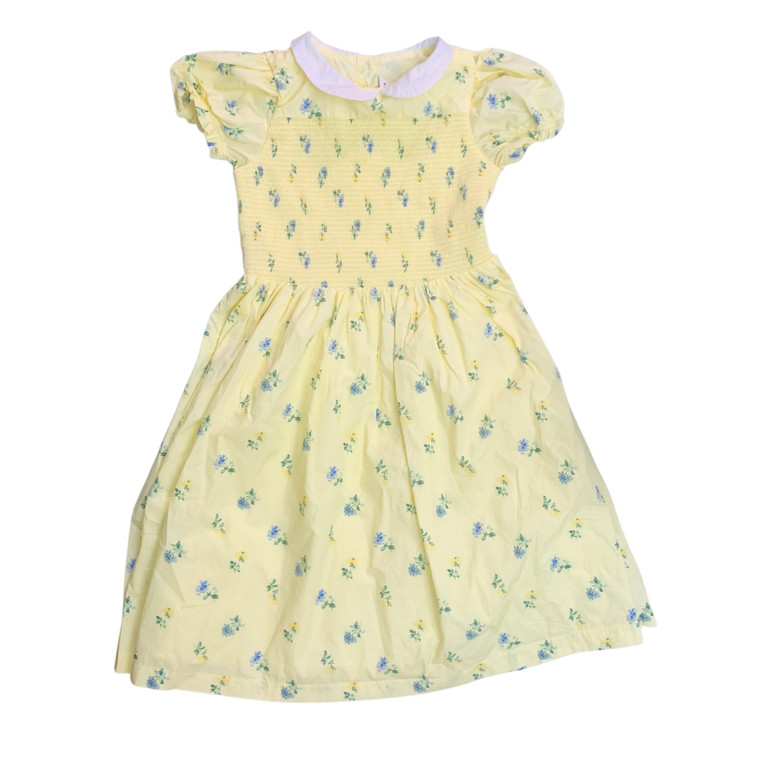 G03-Janie & Jack, 10Y, 0/s cotton smock dress, Yellow - Thread