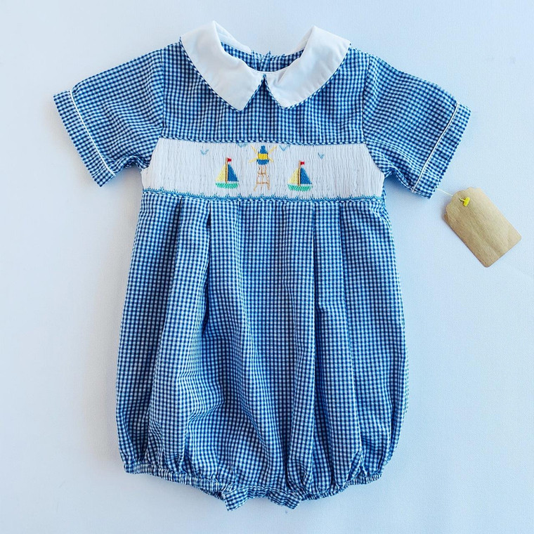 Petit Ami B-Petit Ami, 18-24M, s/s cotton smock short romper