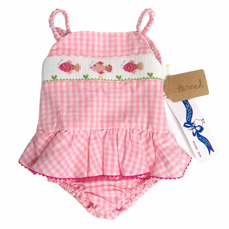 NEW Pink Gingham Fish, front