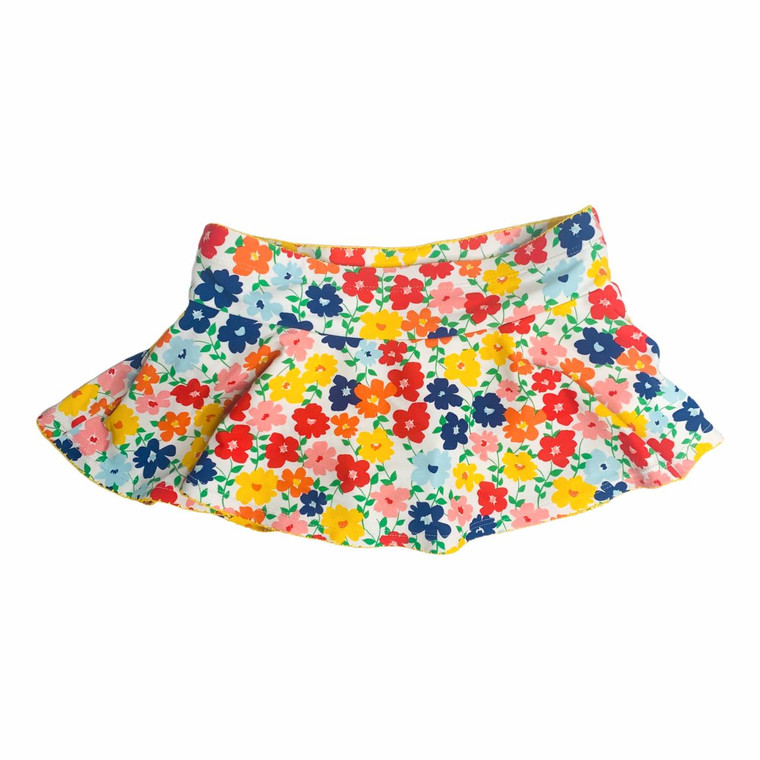 White/Multi Flowers Skort, front