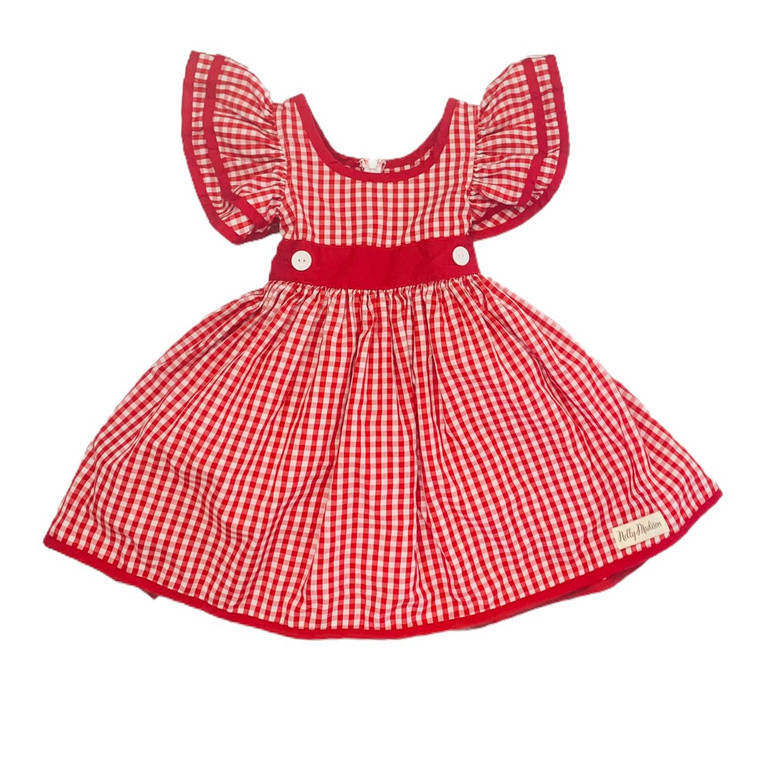 Red/White Gingham Buttons, front