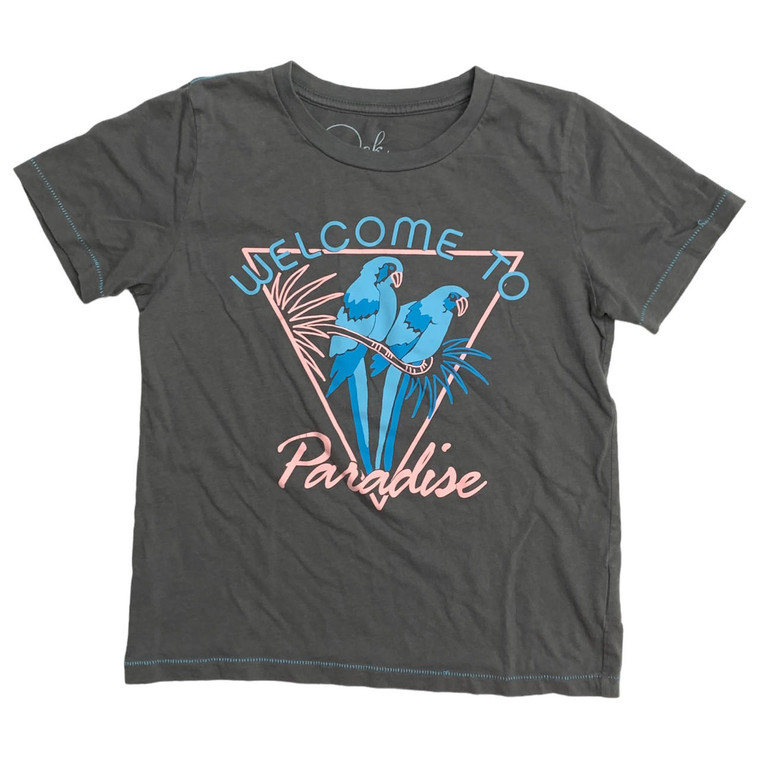 Gray/Pink/Blue Welcome to Paradise, front