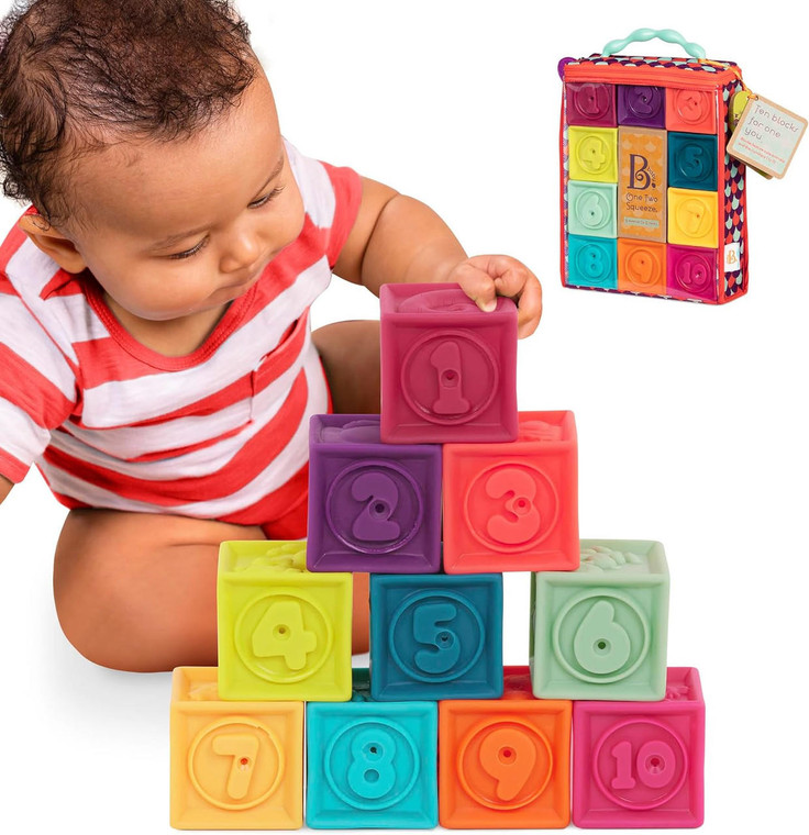 B. Toys, 10 Squeeze Blocks Baby Building Blocks