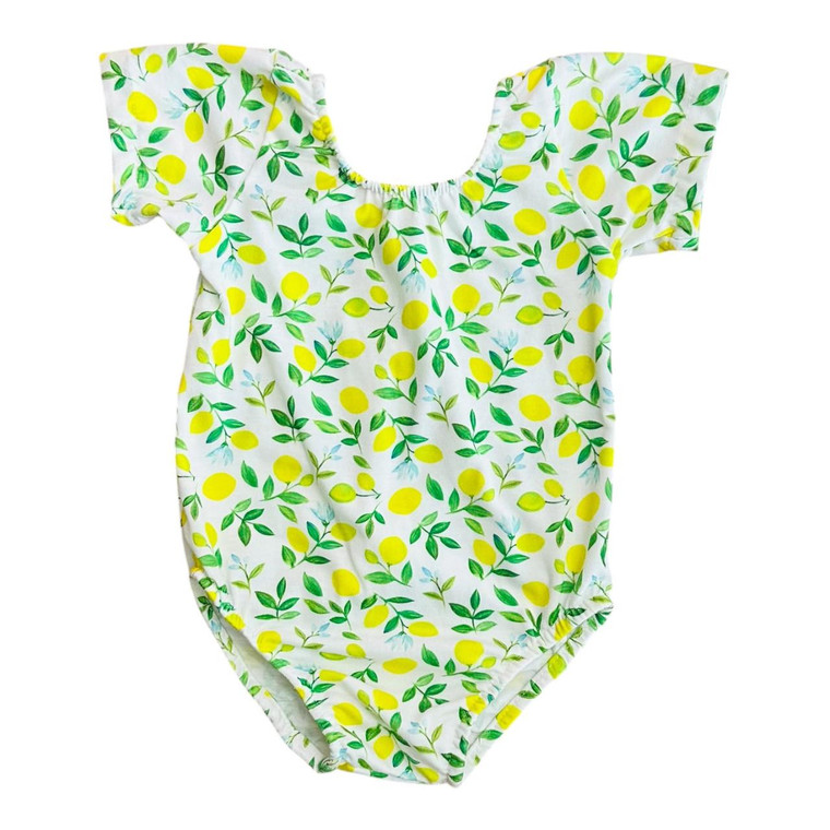 G-Karia & Co., 2Y, s/s cotton/spandex bodysuit leotard, lemons