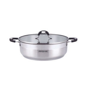 Arshia Stainless Steel Frypan Double Handle with 2 Lids 28 cm Arshia Stainless Steel Frypan Double Handle with 2 Lids 28 cm