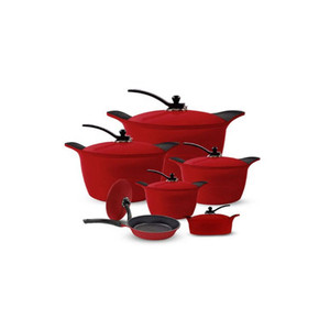 Arshia Granite Coated Cookware 12pc Set Red Arshia Granite Coated Cookware 12pc Set Red