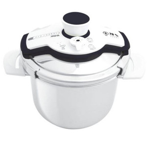 A 10 Litre Stainless Steel Pressure Cooker,  pressure pot designed for fast and efficient cooking with versatile cooking modes and safety features."