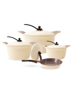 Arshia 8PCS Ceramic Cookware Set Cream Arshia 8PCS Ceramic Cookware Set Cream