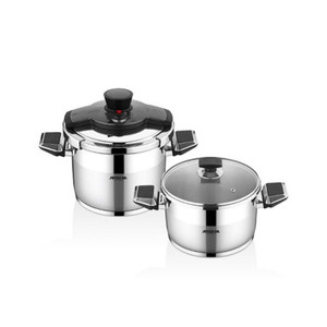 A twin Stainless Steel Pressure Cooker which come in 4 and 6 litres, pressure pot designed for fast and efficient cooking, safety lock. A twin Stainless Steel Pressure Cooker which come in 4 and 6 litres, pressure pot designed for fast and efficient cooking, safety lock.