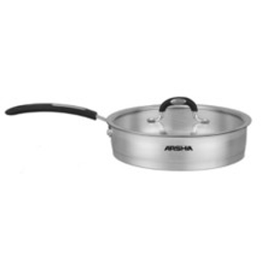 Arshia Stainless Steel Frypan 24cm With Glass Lid Arshia Stainless Steel Frypan 24cm With Glass Lid