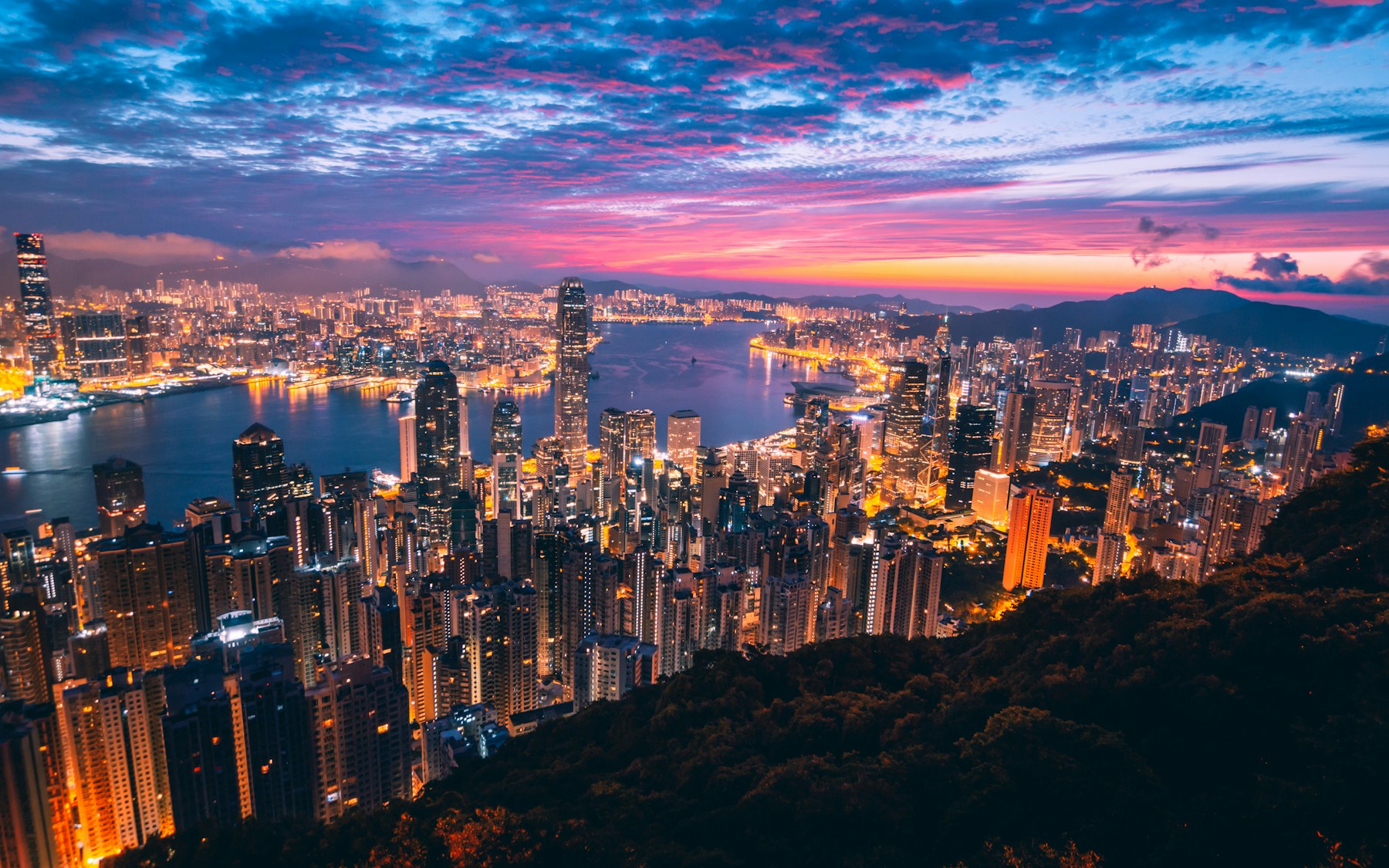 Hong Kong skyline overlooking Victoria Harbour