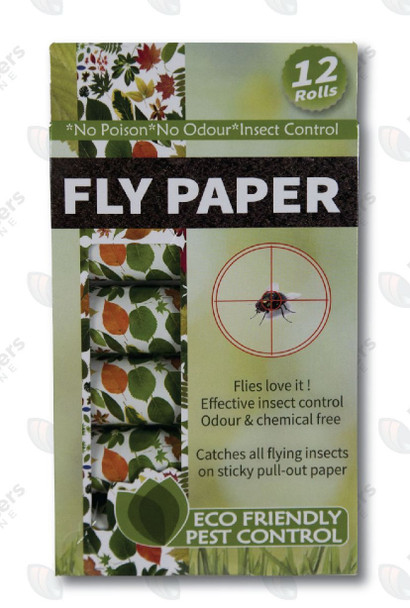 12 ROLLS Fly Paper Garden Glue Catcher Moth Fruit Fly Australian Stock