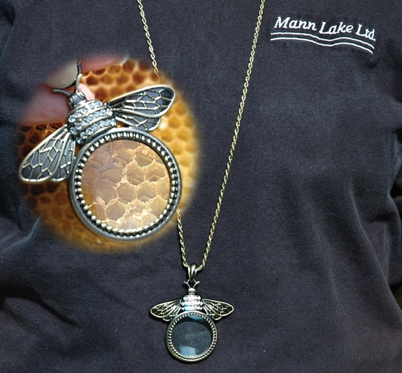 Bee Magnifying Glass Necklace by Mann Lake