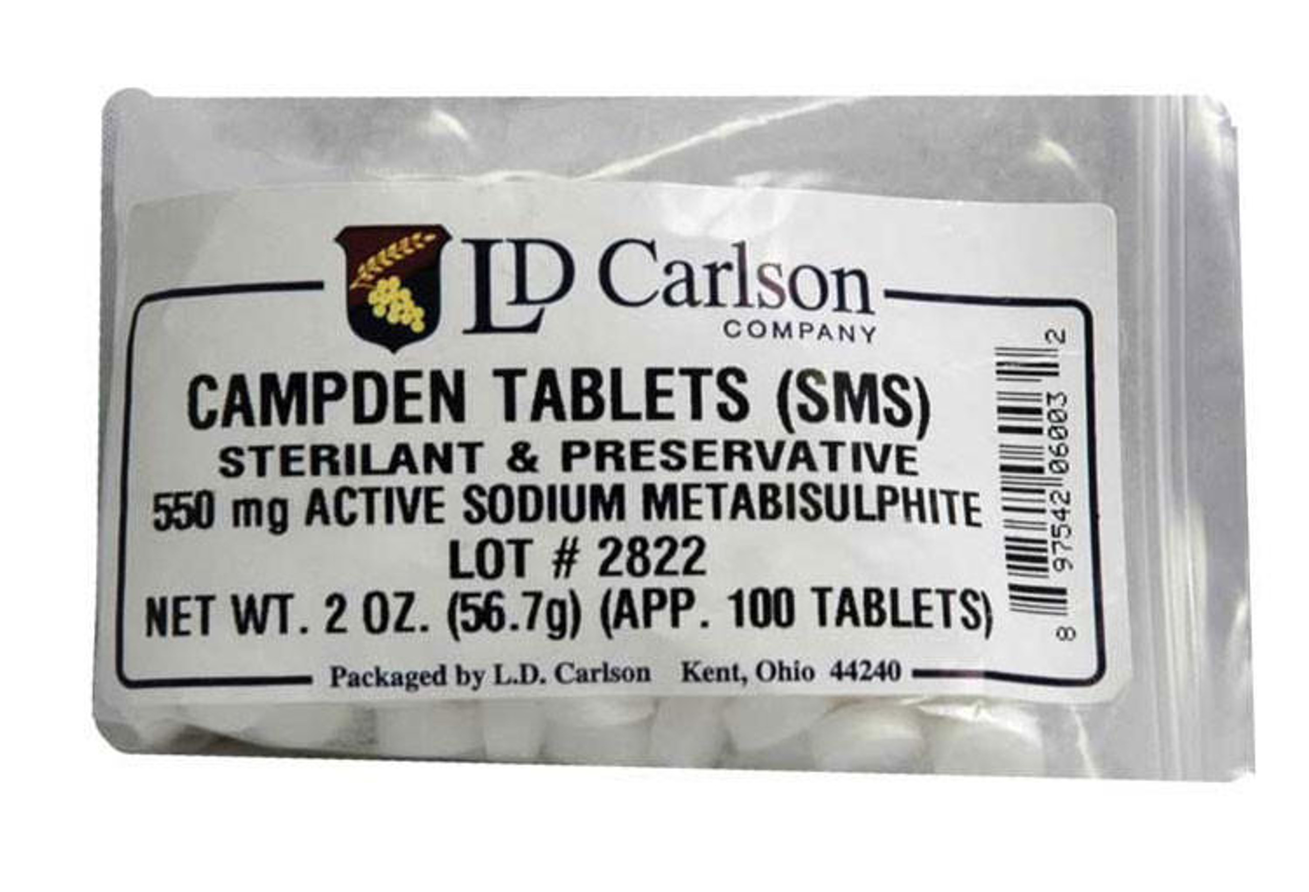 Sodium Campden Tablet 100 tablet Packet Mann Lake Ltd.