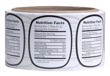 Nutrition Label - Roll of 250,Z123, Mann Lake Ltd.