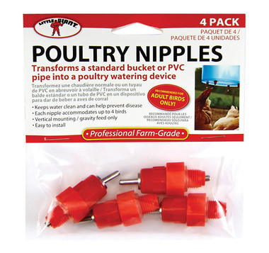 4 Pack Nipples for Hen Hydrator,PW158, Mann Lake Ltd.