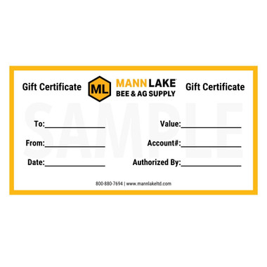 Gift Certificate,Z900, Mann Lake Ltd.