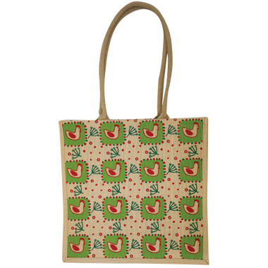 Chicken Jute Shopping Tote Bag
