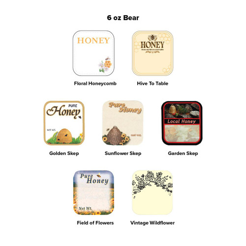 6 oz Bear Labels for Honey Bottles, 250 pk