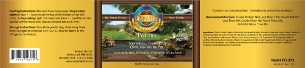 Ultra Bee High Protein Pollen Substitute Patties, 40 lb.,FD375, Mann Lake Ltd.