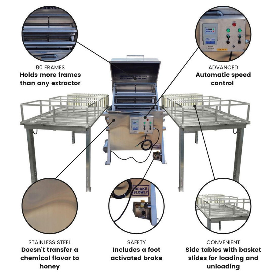 80 Frame Horizontal Extractor - With Tables & Pump,HH825, Mann Lake Ltd. 80 Frame Horizontal Extractor - With Tables & Pump,HH825, Mann Lake Ltd.