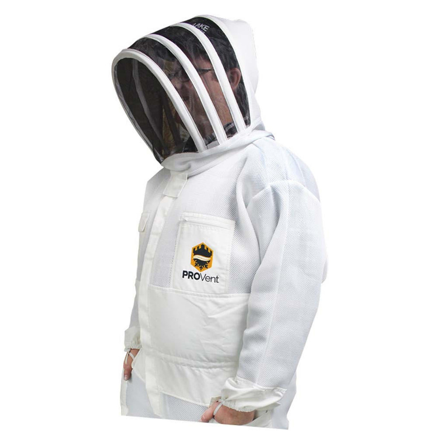 Bees & Co K74W Natural Cotton Beekeeper Jacket with Fencing Veil White