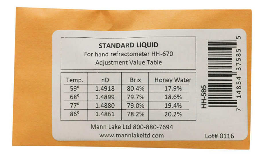 Calibration Fluid Microtube - For High Quality Metal Refractometer,HH585, Mann Lake Ltd.