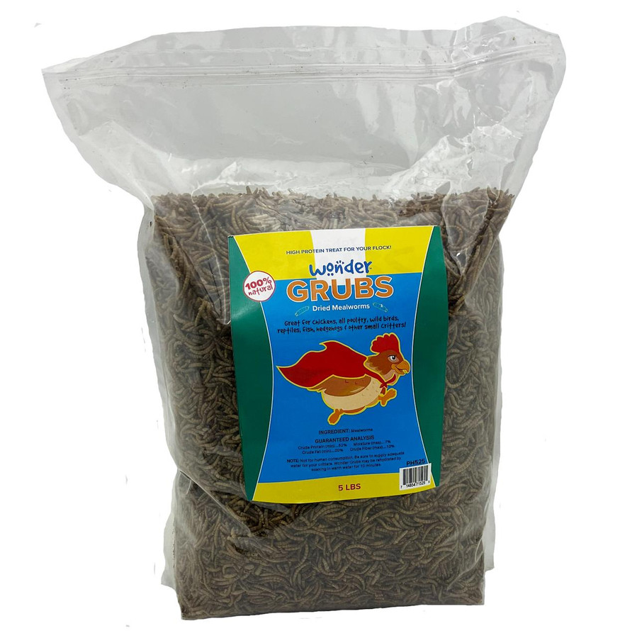 Wonder Grubs, Dried Mealworms, 5 lb, PH525, Mann Lake Ltd.