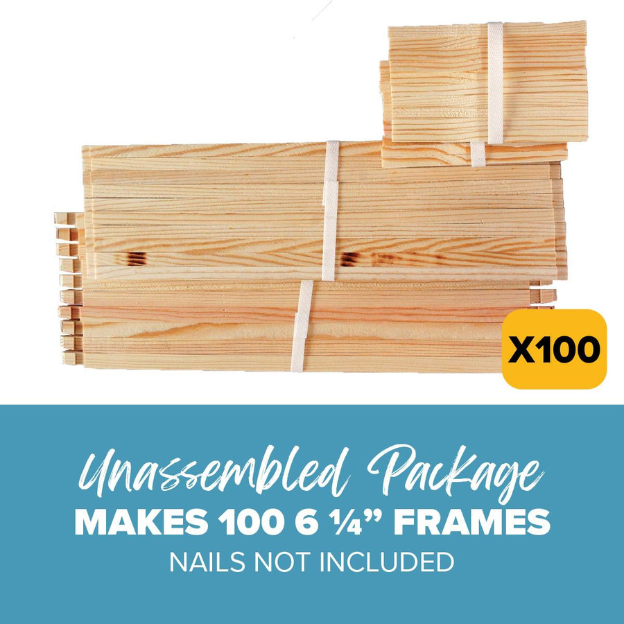 6 1/4" Medium Unassembled Frames - Wedge Top and Split Bottom with Pre-drilled Holes in Endbars - 100 Pack,FR932, Mann Lake Ltd.