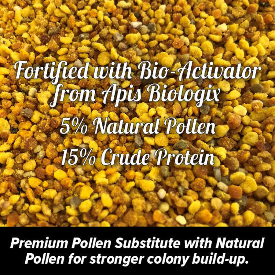 Premium pollen substitute with natural pollen for stronger colony build-up