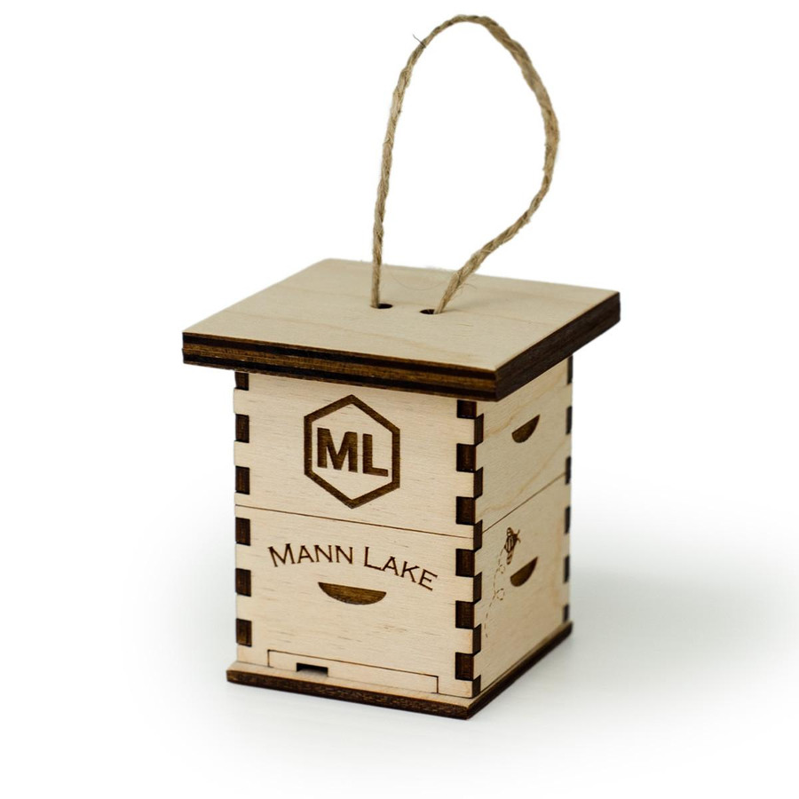 Wooden Mini Beehive Ornament