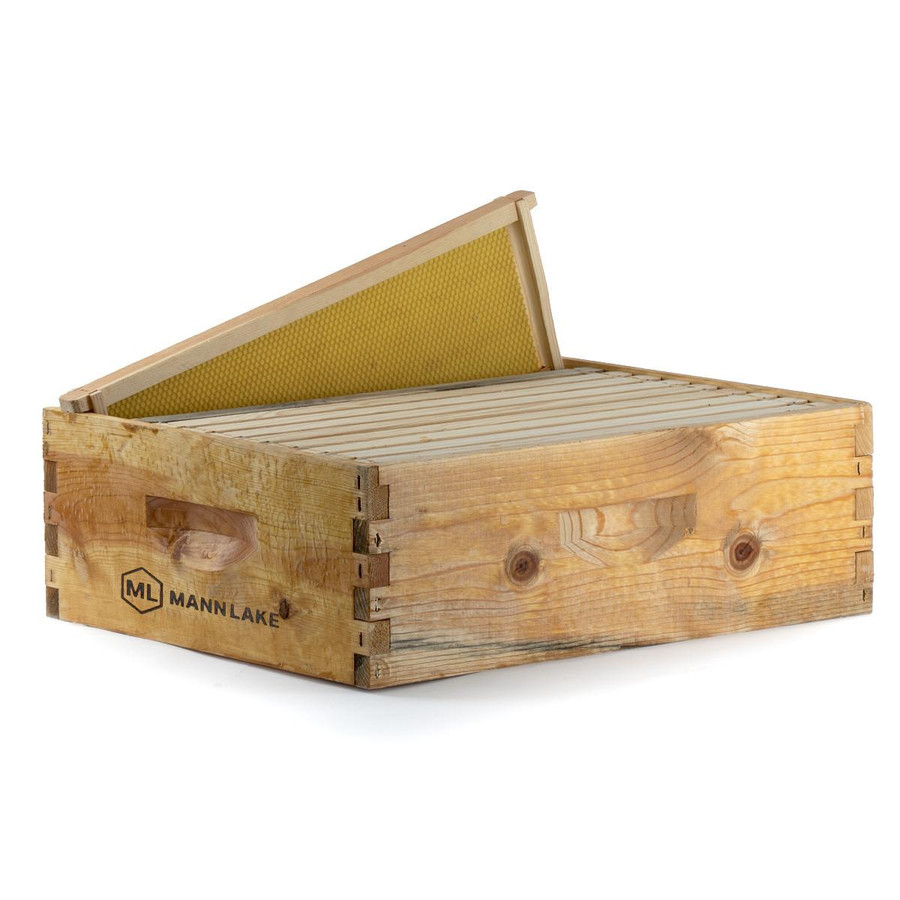 Assembled 6 5/8 Wax Dipped 10 Frame Honey Super Kit with Yellow Max Wax Frames,WP210, Mann Lake Ltd.