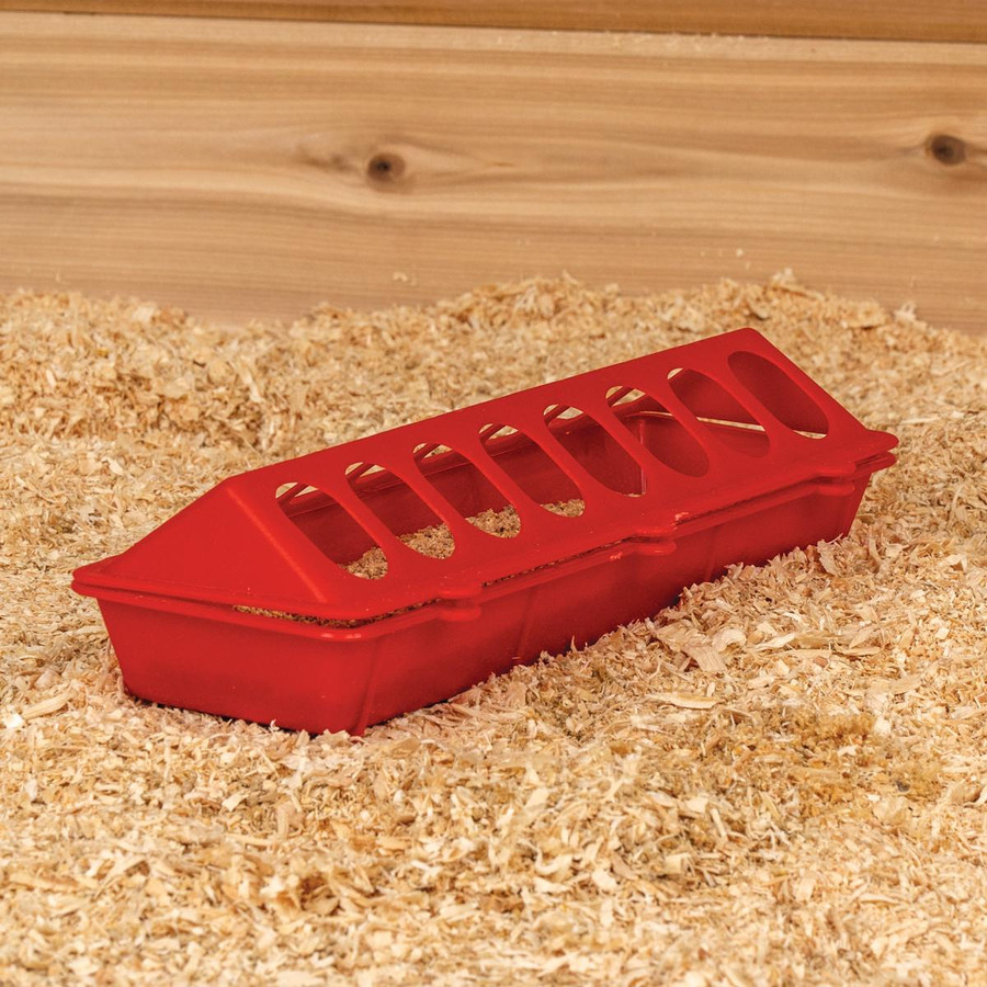 12" Red Plastic Trough Ground Feeder