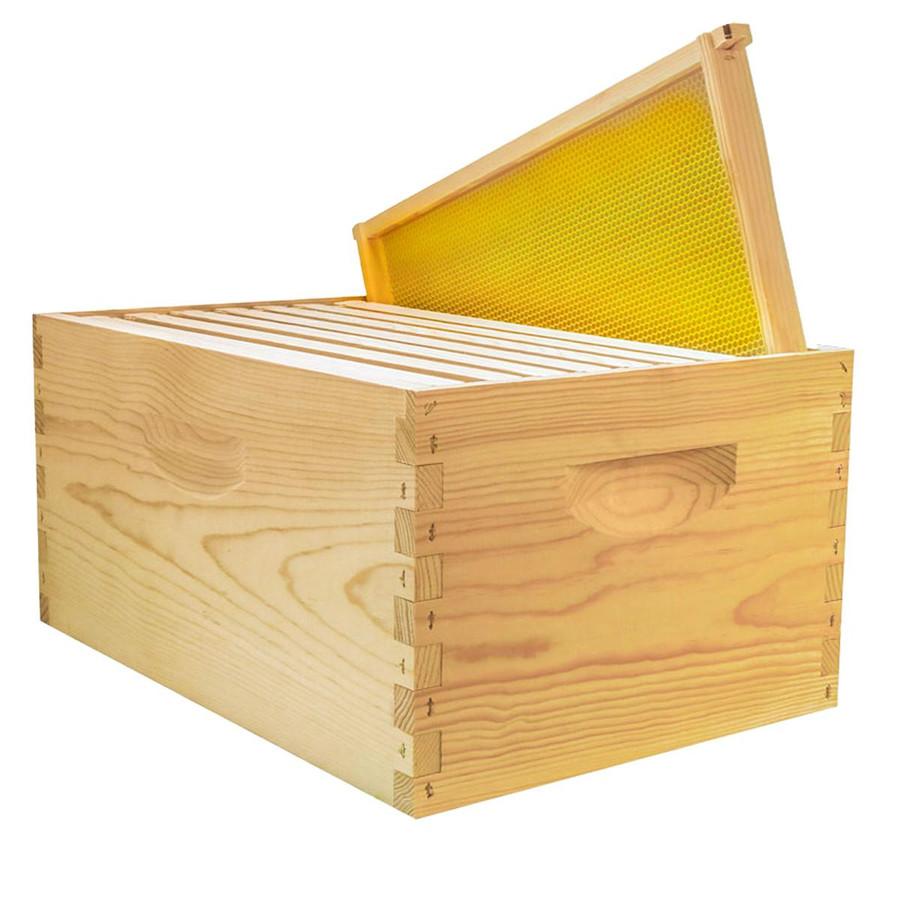 Assembled 9 5/8" 10 Frame Deep Hive Body with Assembled Frames and Max Wax Rite-Cell Premium Foundation, Pallet of 54