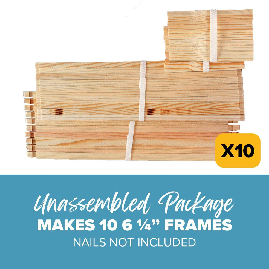 6 1/4" Medium Unassembled Frames - Groove Top and Groove Bottom with Pre-drilled Holes in Endbars - 10 Pack,FR831, Mann Lake Ltd.