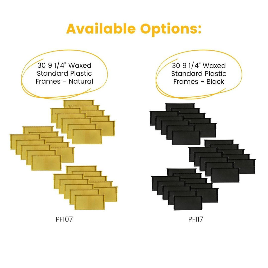 9 1/8" Waxed Standard Plastic Frame - Case of 30,Z268, Mann Lake Ltd. 9 1/8" Waxed Standard Plastic Frame - Case of 30,Z268, Mann Lake Ltd.