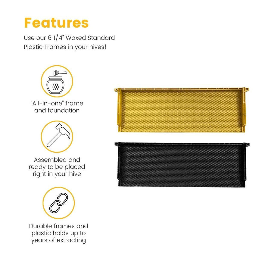 6 1/4" Waxed Standard Plastic Frame -  Case of 30,Z269, Mann Lake Ltd. 6 1/4" Waxed Standard Plastic Frame -  Case of 30,Z269, Mann Lake Ltd.