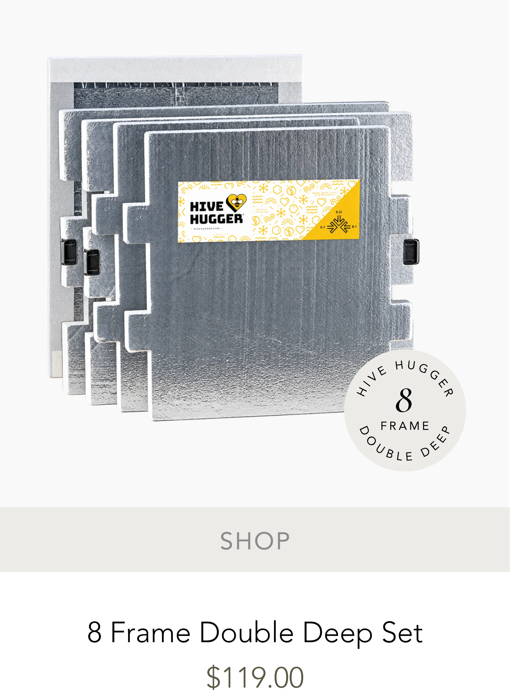 Hive Hugger® 8 Frame Double Deep Set: Crown + Wrap, High Density
